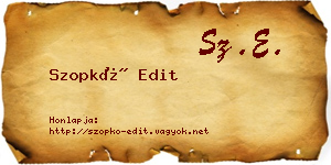 Szopkó Edit névjegykártya