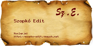 Szopkó Edit névjegykártya